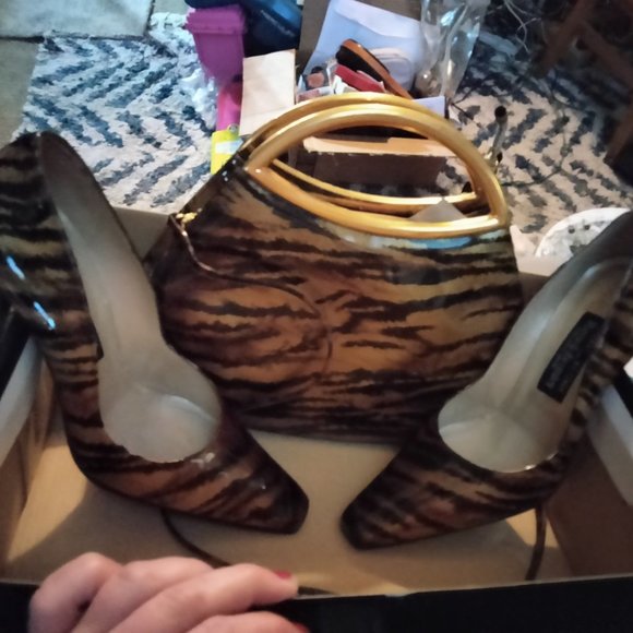 Russell and Bromley size 8 1/2 highhills  and evening clutch - Picture 1 of 2